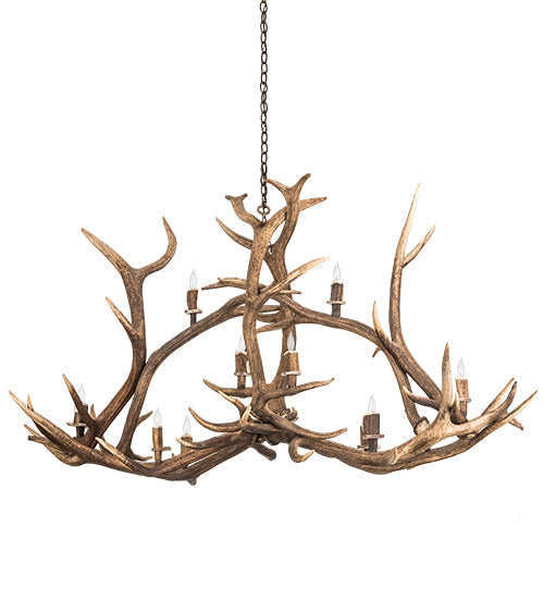 Meyda 70" Long Antlers Elk 10 Light Oblong Chandelier- 200466 - MyBBQDirect