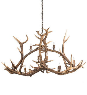 Meyda 70" Long Antlers Elk 10 Light Oblong Chandelier- 200466 - MyBBQDirect
