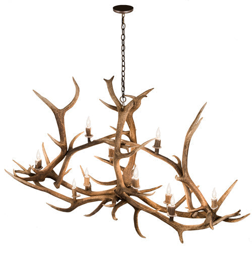 Meyda 70" Long Antlers Elk 10 Light Oblong Chandelier- 200466 - MyBBQDirect