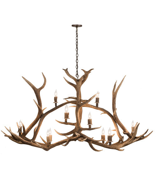 Meyda 70" Long Antlers Elk 10 Light Oblong Chandelier- 200466 - MyBBQDirect