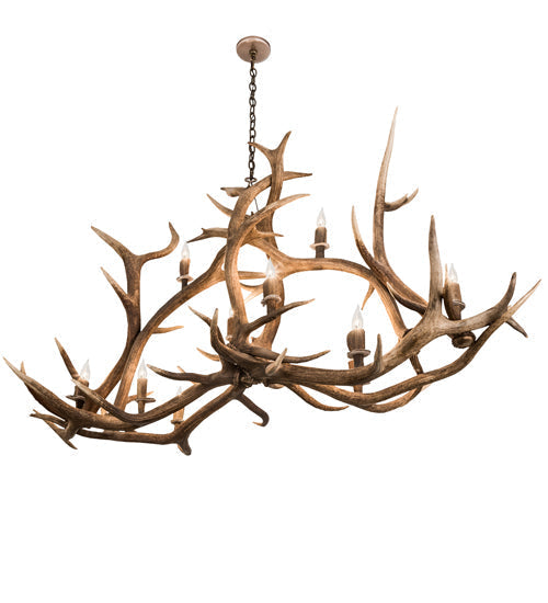 Meyda 70" Long Antlers Elk 10 Light Oblong Chandelier- 200466 - MyBBQDirect