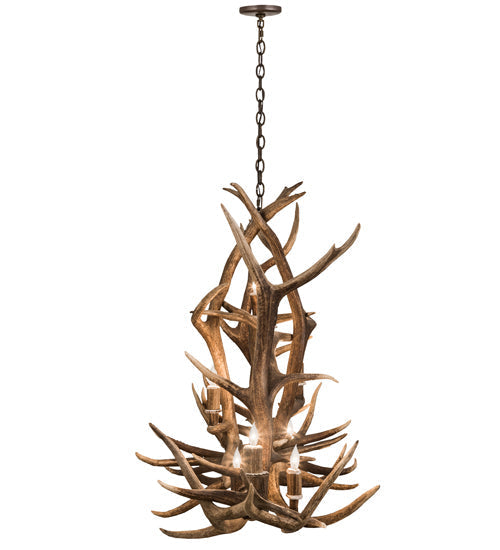Meyda 70" Long Antlers Elk 10 Light Oblong Chandelier- 200466 - MyBBQDirect