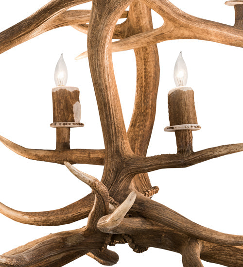 Meyda 70" Long Antlers Elk 10 Light Oblong Chandelier- 200466 - MyBBQDirect