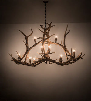 Meyda 70" Long Antlers Elk 10 Light Oblong Chandelier- 200466 - MyBBQDirect