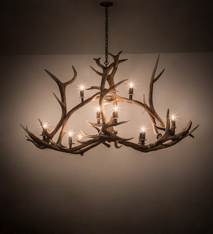 Meyda 70" Long Antlers Elk 10 Light Oblong Chandelier- 200466 - MyBBQDirect