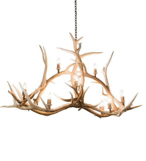 Meyda 66.5" Long Antlers Elk 10 Light Oblong Chandelier- 200467 - MyBBQDirect