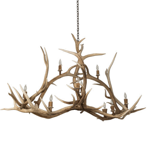 Meyda 66.5" Long Antlers Elk 10 Light Oblong Chandelier- 200467 - MyBBQDirect