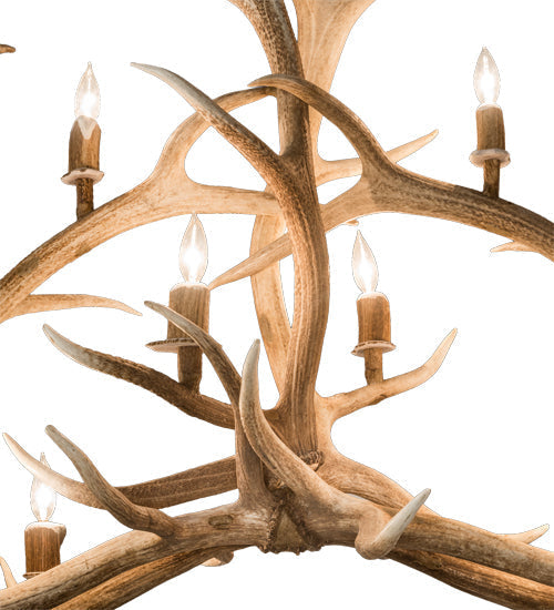 Meyda 66.5" Long Antlers Elk 10 Light Oblong Chandelier- 200467 - MyBBQDirect