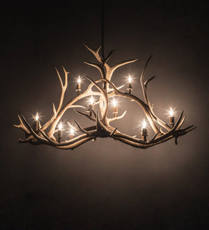 Meyda 66.5" Long Antlers Elk 10 Light Oblong Chandelier- 200467 - MyBBQDirect