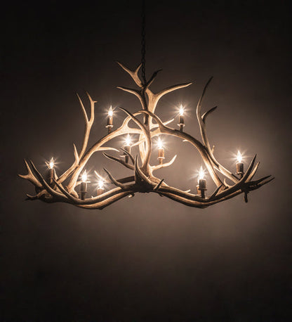 Meyda 66.5" Long Antlers Elk 10 Light Oblong Chandelier- 200467 - MyBBQDirect