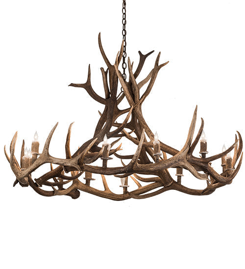Meyda 56" Wide Antlers Elk 12 LT Chandelier- 200468 - MyBBQDirect