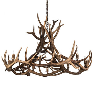 Meyda 56" Wide Antlers Elk 12 LT Chandelier- 200468 - MyBBQDirect