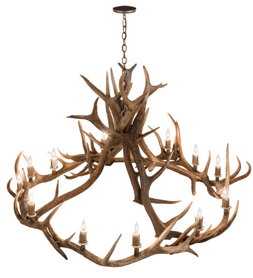 Meyda 56" Wide Antlers Elk 12 LT Chandelier- 200468 - MyBBQDirect