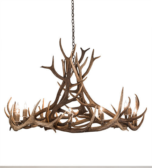 Meyda 56" Wide Antlers Elk 12 LT Chandelier- 200468 - MyBBQDirect