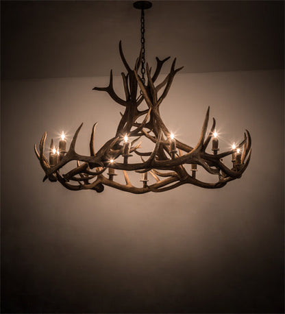 Meyda 56" Wide Antlers Elk 12 LT Chandelier- 200468 - MyBBQDirect