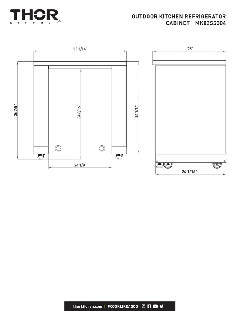 Thor Kitchen Outdoor Kitchen Refrigerator Cabinet Module (MK02SS304)