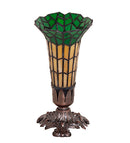 Meyda 8" High Stained Glass Pond Lily Victorian Accent Lamp - 20230