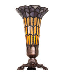 Meyda 8" High Stained Glass Pond Lily Victorian Accent Lamp - 20233