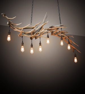 Meyda 69" Long Antlers Elk 8 Light Oblong Chandelier- 212262
