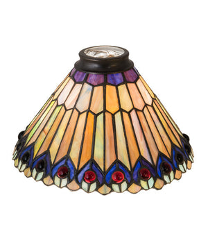 Meyda 8" Wide Tiffany Jeweled Peacock Shade '21624