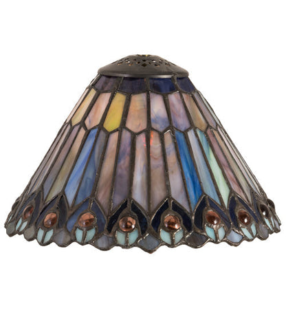 Meyda 8" Wide Tiffany Jeweled Peacock Cone Shade '21626