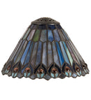 Meyda 8" Wide Tiffany Jeweled Peacock Cone Shade '21626