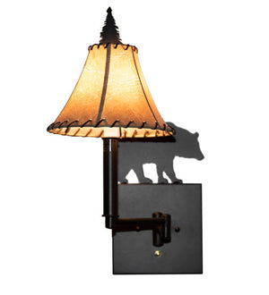Meyda 8" Wide Lone Bear Swing Arm Wall Sconce 231175