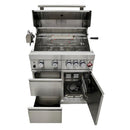 FORNO Bulnes Outdoor Kitchen 30-Inch BBQ 60,000 BTU, with Sear, Rotisserie Infrared Burners, 1.8 Cu.Ft. Beverage Center, & Black/White Countertops - MyBBQDirect