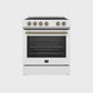 Forno Espresso Package - 30" Electric Range, Range Hood, and Refrigerator in Stainless, White, or Black