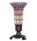 Meyda 8" High Stained Glass Pond Lily Victorian Accent Lamp - 27680
