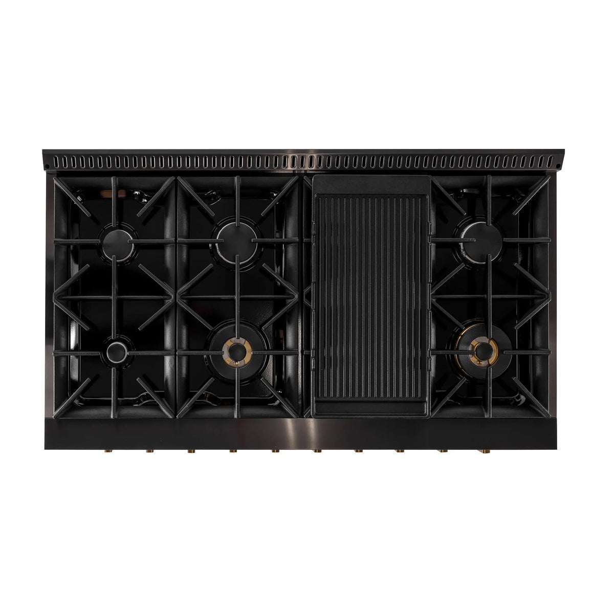 KUCHT Gemstone Professional 48-Inch 6.7 cu. ft. Propane Gas Range with Sealed Burners, Griddle/Grill and Two Ovens - One Convection - in Titanium Stainless Steel KEG483/LP