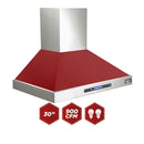 Kucht 30-Inch Wall Mounted Hood 900 CFM in Red KRH3015A-R