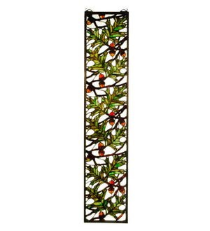 Meyda 9"W X 42"H Acorn & Oak Leaf Stained Glass Window 31267