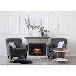 Buck Stove Farmhouse Contemporary mantel in Gray with Model 384