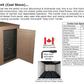 Buck Stove Combo Coal spec sheet: cabinet with side door open, Stay-Cool handle and brick-lined firebox with shaker grates