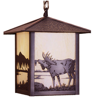 Meyda 9"Sq Seneca Moose at Lake Mini Pendant 40813