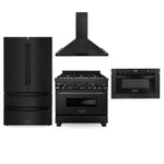 Products ZLINE Appliance Package - 36" Kitchen Package with Black Stainless Steel Refrigeration, Dual Fuel Range and Microwave Drawer