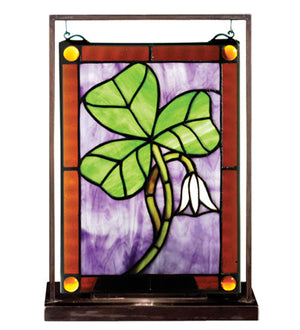 Meyda 9.5"W X 10.5"H Shamrock Lighted Mini Tabletop Window 50036