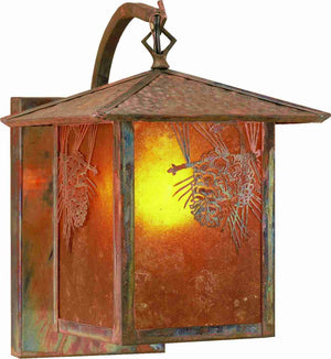 Meyda 9"W Seneca Winter Pine Curved Arm Wall Sconce '50575