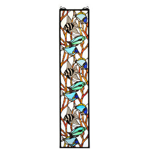 Meyda 9"W X 42"H Tropical Fish Stained Glass Window '50840