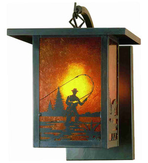 Meyda 9"W Hyde Park Fly Fishing Creek Curved Arm Wall Sconce '51653