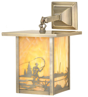Meyda 9"W Hyde Park Fly Fishing Creek Hanging Wall Sconce '53484