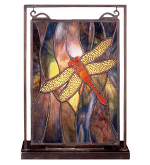Meyda 9.5"W X 10.5"H Dragonfly Lighted Mini Tabletop Window '56831