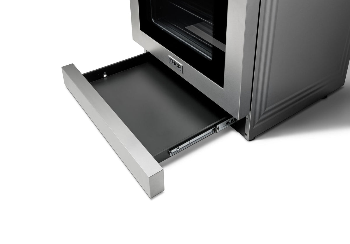 Thor Kitchen 4-Piece Appliance Package - 30-Inch Electric Range with Tilt Panel, French Door Refrigerator, Dishwasher, and Microwave Drawer in Stainless Steel
