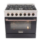 Kucht Signature 36-Inch Pro-Style Dual Fuel Range in Stainless Steel with Black Oven Door & Rose Gold Accents KDF362-K-ROSE