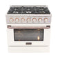 Kucht Signature 36-Inch Pro-Style Dual Fuel Range in White Oven Door & Rose Gold Accents KDF362-W-ROSE