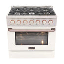 Kucht Signature 36-Inch Pro-Style Dual Fuel Range in White Oven Door & Rose Gold Accents KDF362-W-ROSE