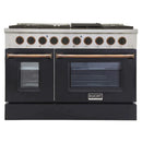 Kucht Signature 48" Pro-Style Dual Fuel Range in Black Oven Door & Gold KDF482-K-GOLD