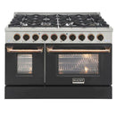 Kucht Signature 48" Pro-Style Dual Fuel Range in Black Oven Door & Gold KDF482-K-GOLD
