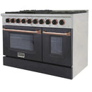 Kucht Signature 48-Inch Pro-Style Dual Fuel Range in Stainless Steel with Black Oven Door & Rose Gold KDF482-K-ROSE